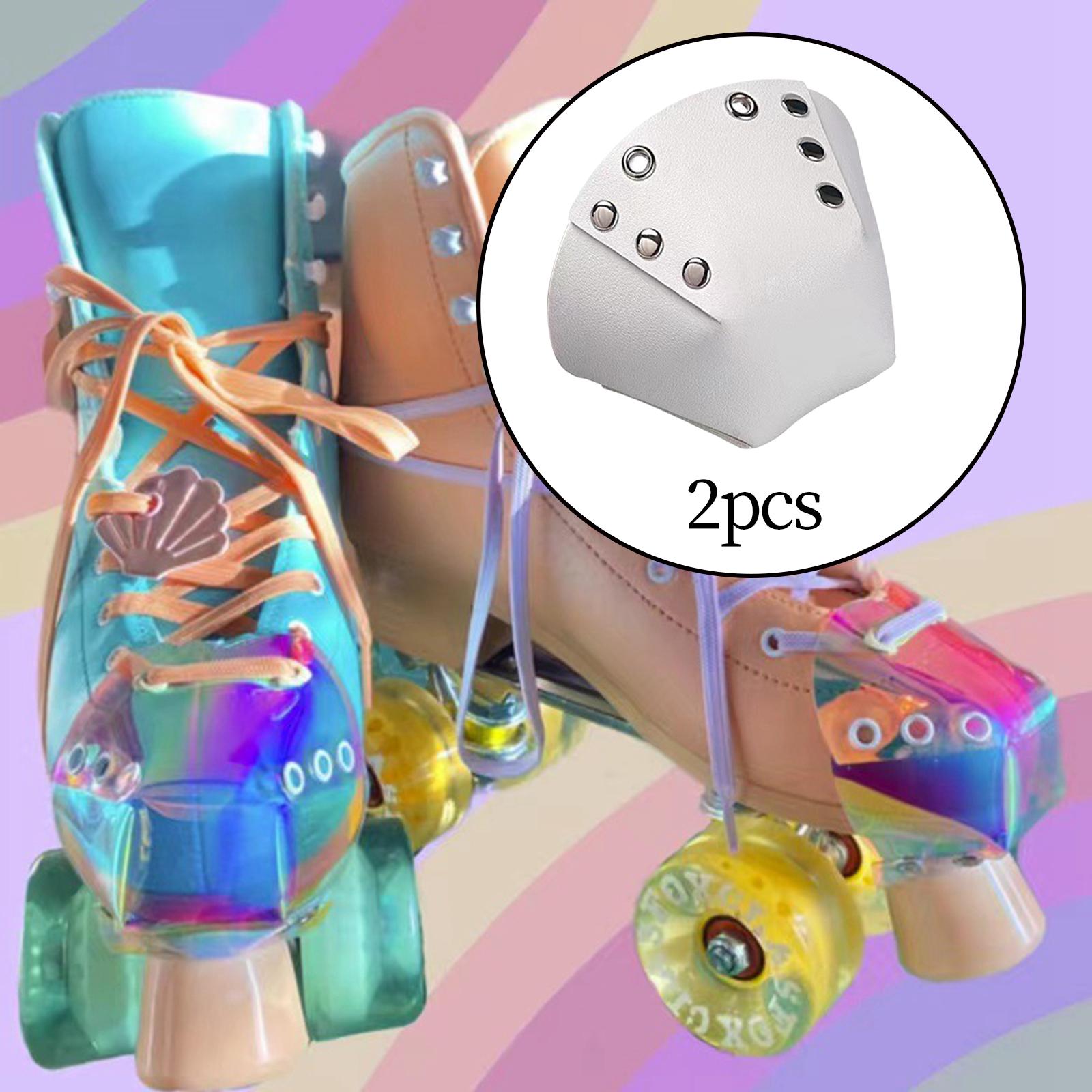 1 Pair Roller Skate Toe Guards Outdoor Artificial Leather Detachable Accs White