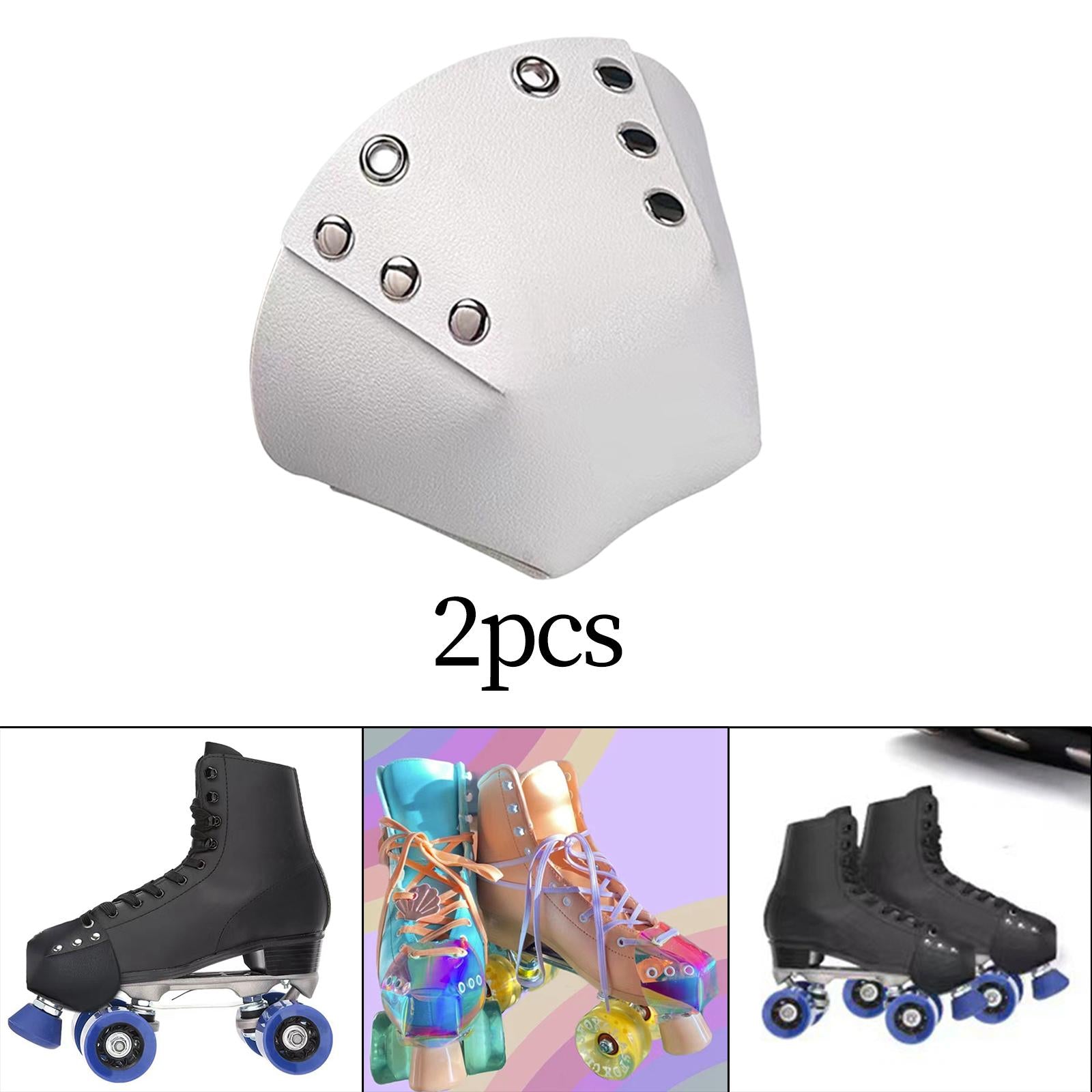 1 Pair Roller Skate Toe Guards Outdoor Artificial Leather Detachable Accs White