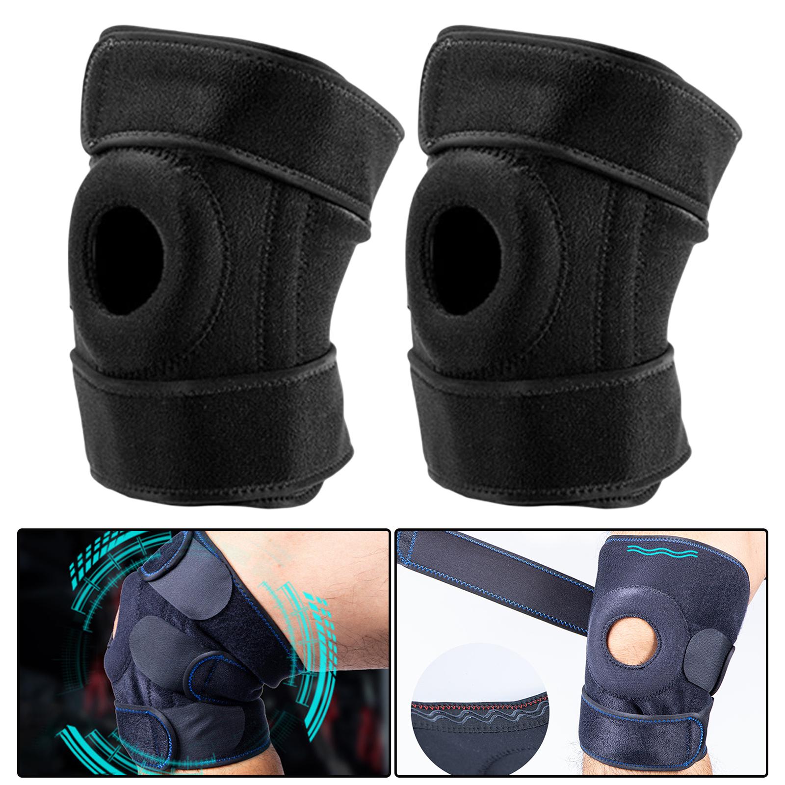 1 Pair Knee Compression Brace Sport Adjustable Knee Support Black