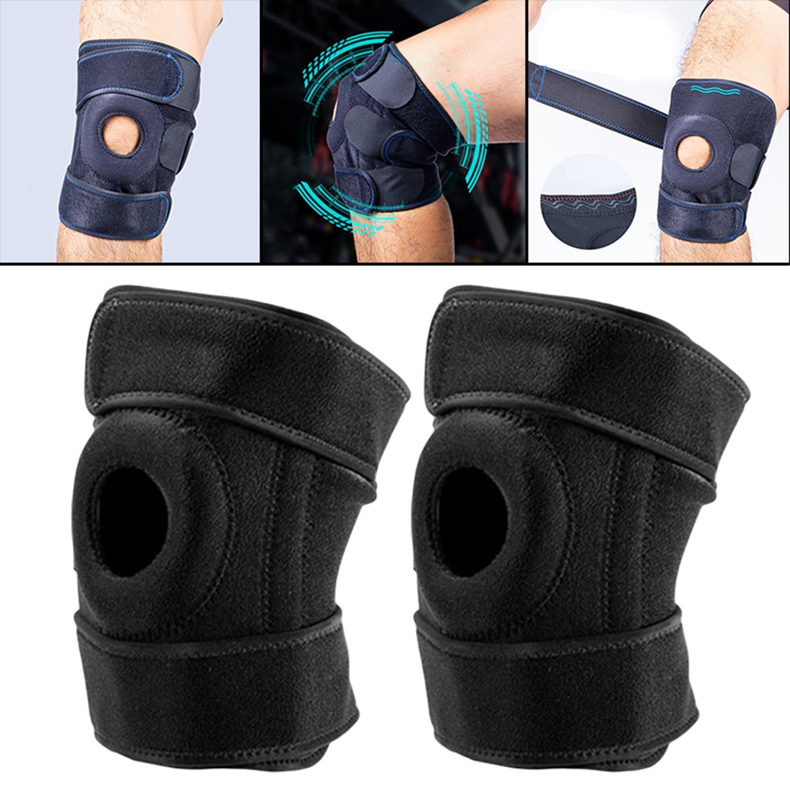 1 Pair Knee Compression Brace Sport Adjustable Knee Support Black