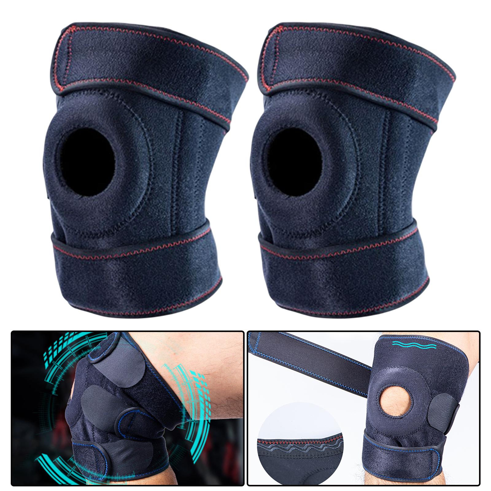 1 Pair Knee Compression Brace Sport Adjustable Knee Support Black Red