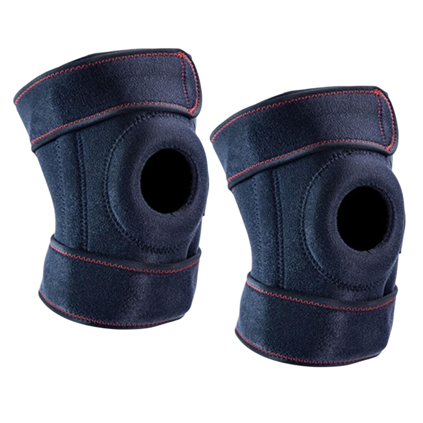 1 Pair Knee Compression Brace Sport Adjustable Knee Support Black Red