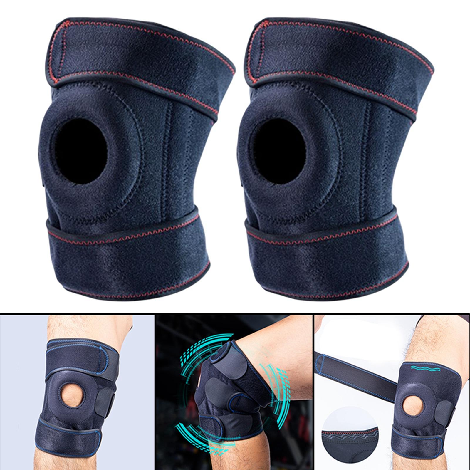 1 Pair Knee Compression Brace Sport Adjustable Knee Support Black Red