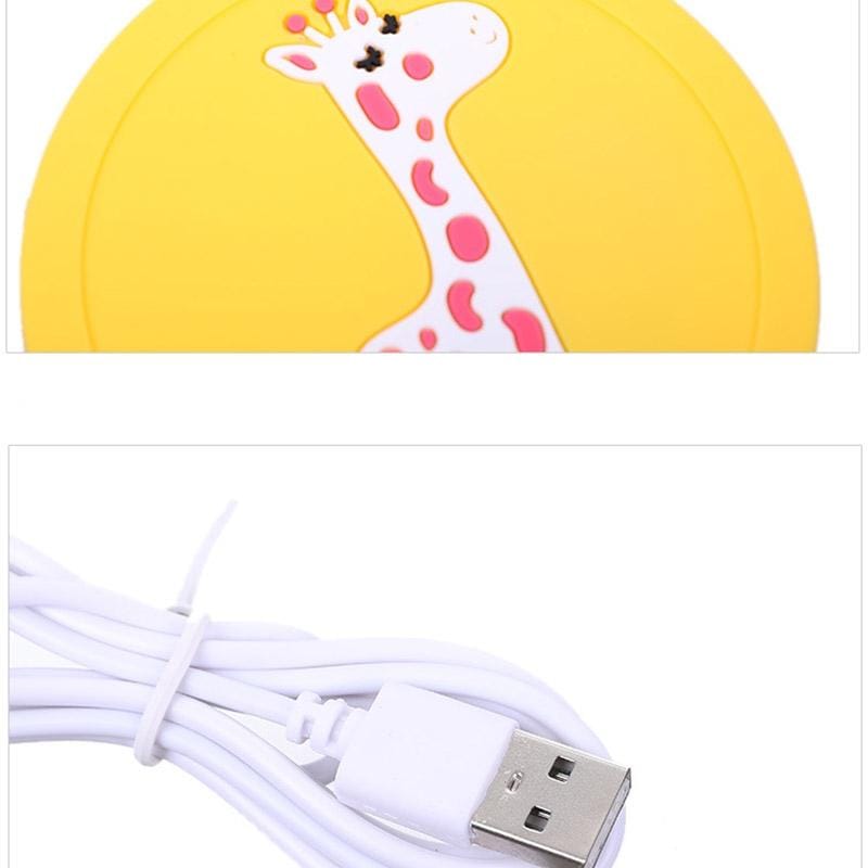 5 PCS Winter Warm Cartoon USB Heating Insulation Coaster Silicone Non-Slip Coastersale (Blue Elephant)