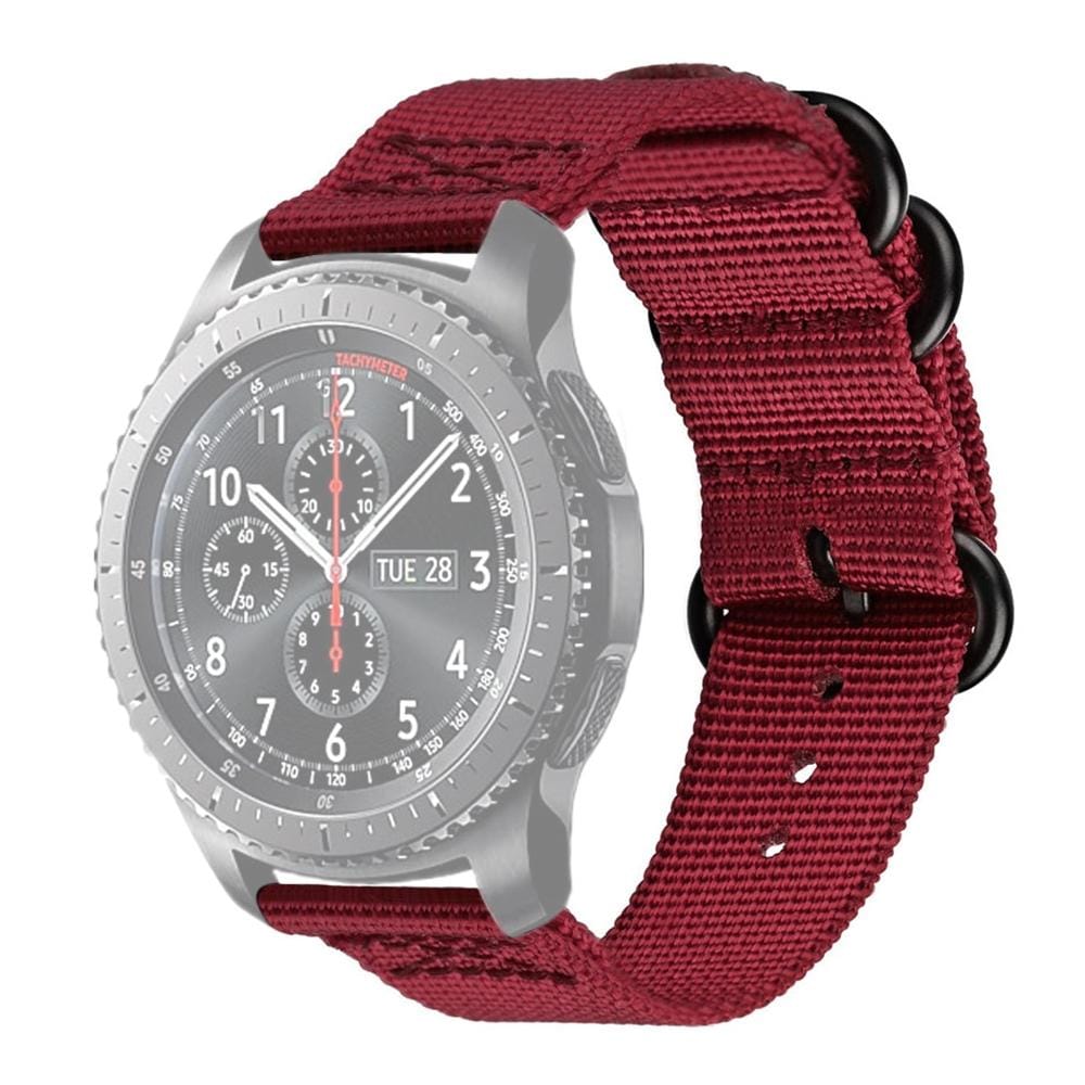 For Samsung Galaxy Watch Active 2 22mm / S3 Nylon Three-ring Strap (Wine Red)