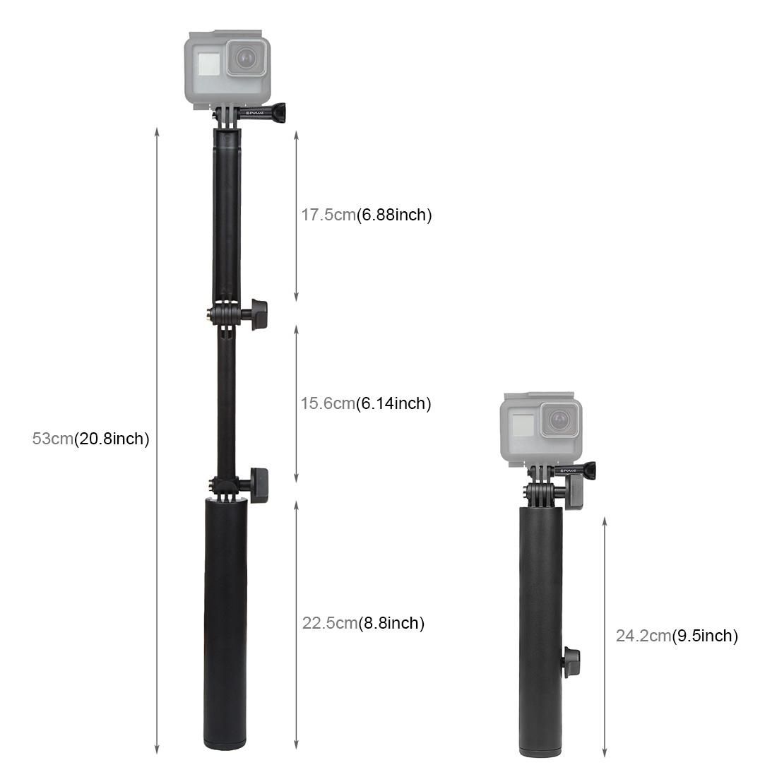 PULUZ 3-Way Grip Foldable Multi-functional Selfie-stick Extension Monopod Holder for GoPro HERO9 Black / HERO8 Black / HERO7 /6 /5 /5 Session /4 Session /4 /3+ /3 /2 /1, Xiaoyi and Other Action Cameras, Length: 24.2-50.8cm