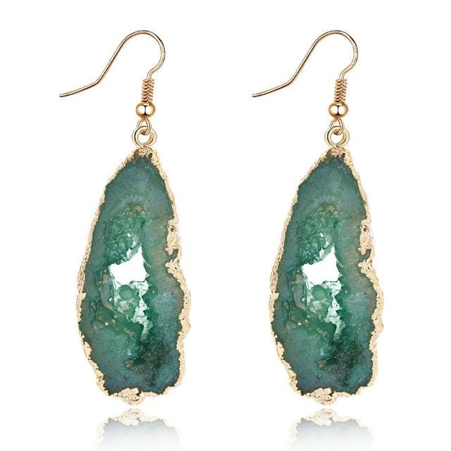 3 Pairs Chic Stone Hollow Resin Earrings Big Drop Earrings For Women Statement Jewelry Gifts (Green)