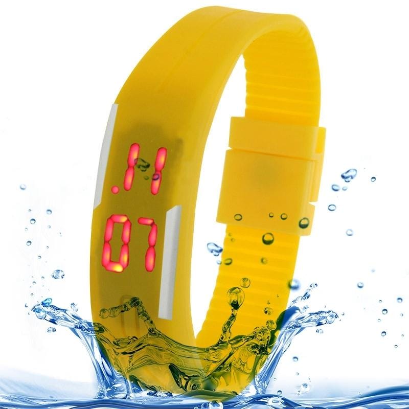 Fashion Waterproof Silicone Bracelet Watch with LED Display (Yellow)