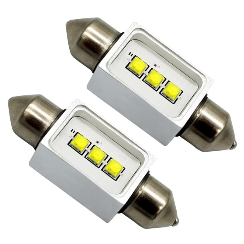 2 PCS 41MM White Light Bicuspid Port Car Dome Lamp LED Reading Light with 3 High Power LED Lamps