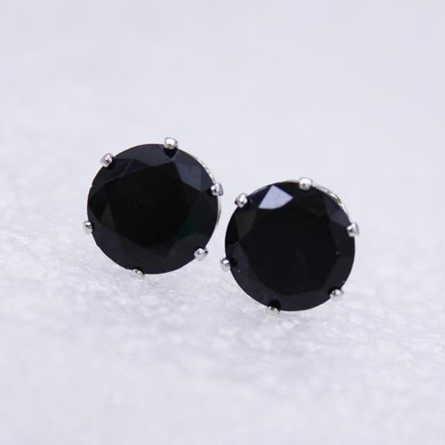 5 PCS Women Fashion Crystal Stud Imitation Zircon Earrings (Silver-Black)