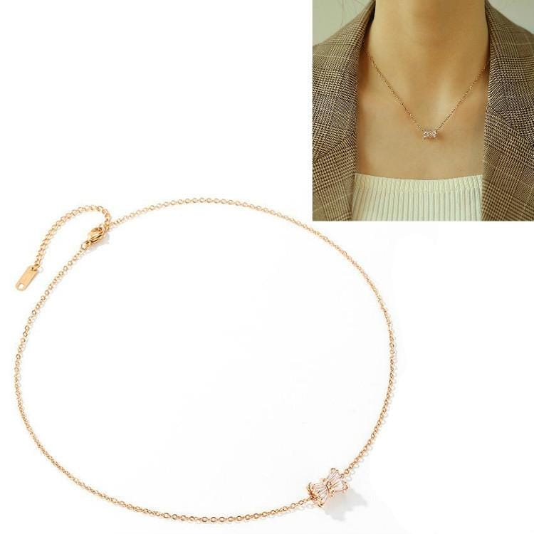 OPK Creative Personality Diamond Necklace Clavicle Chain Jewelry (Rose Gold)