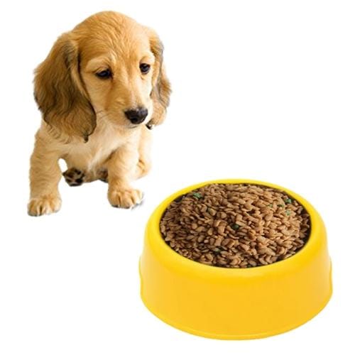 Dog Cat Light Candy Color Plastic Material Single Pets Bowls (Yellow)