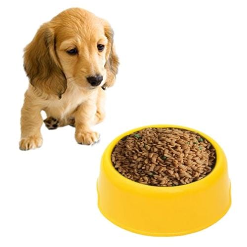 Dog Cat Light Candy Color Plastic Material Single Pets Bowls (Yellow)