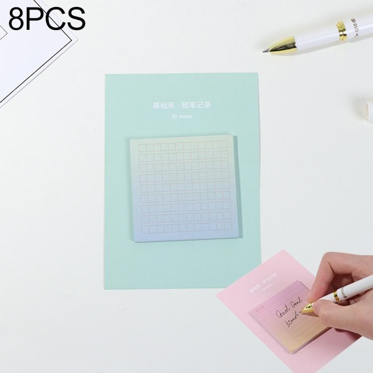 8 PCS Rainbow Gradient Memo Pad Paper Sticky Notes Notepad Stationery Essay record
