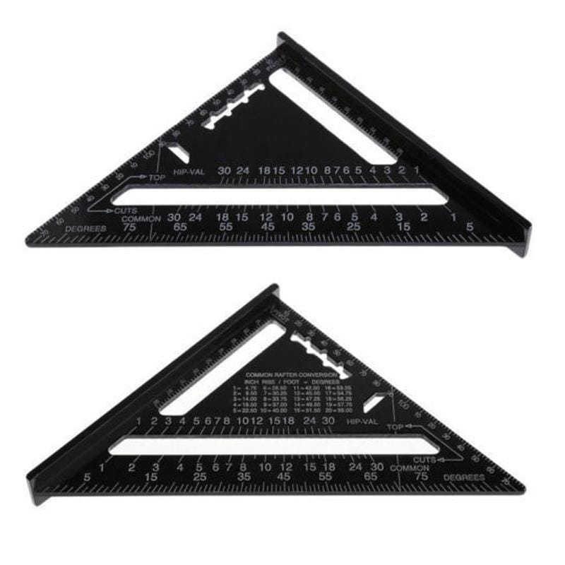 7 Inch Aluminum Profile Black Oxide 90 Degree 45 Degree Triangle Square Ruler (7 Inch Imperial)
