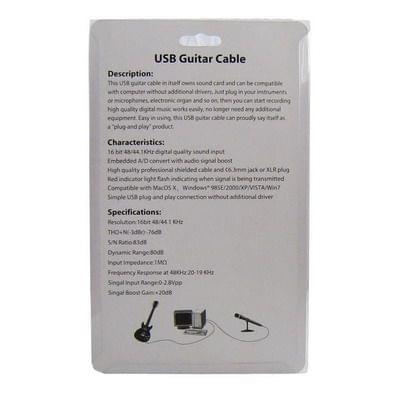 USB PC Guitar Bass Link Recording Audio Adapter Cable