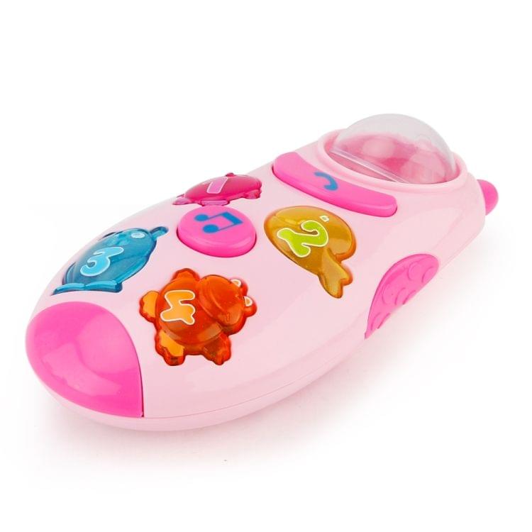 Brettbble Cartoon Baby Child Early Education Mobile Phone Style Music Toys with LED Light(Pink)