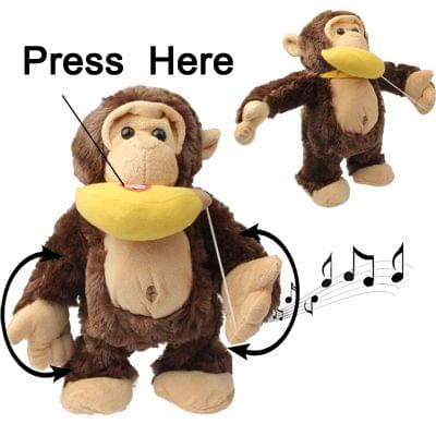 Funny Monkey & Banana Plush Toy with Action & Sound Effect for Children