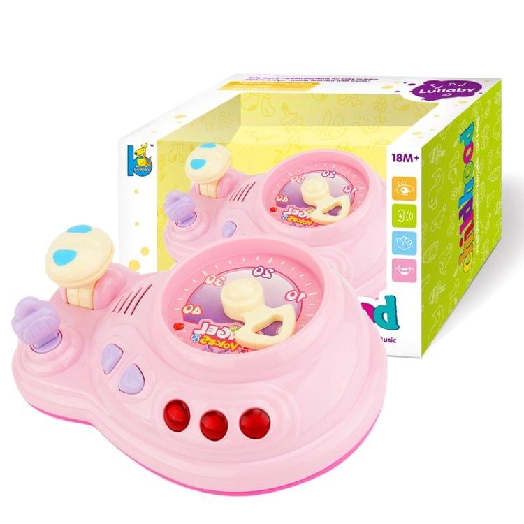 Brettbble Cartoon Baby Child Early Education Music Car Console Toys with LED Light(Pink)