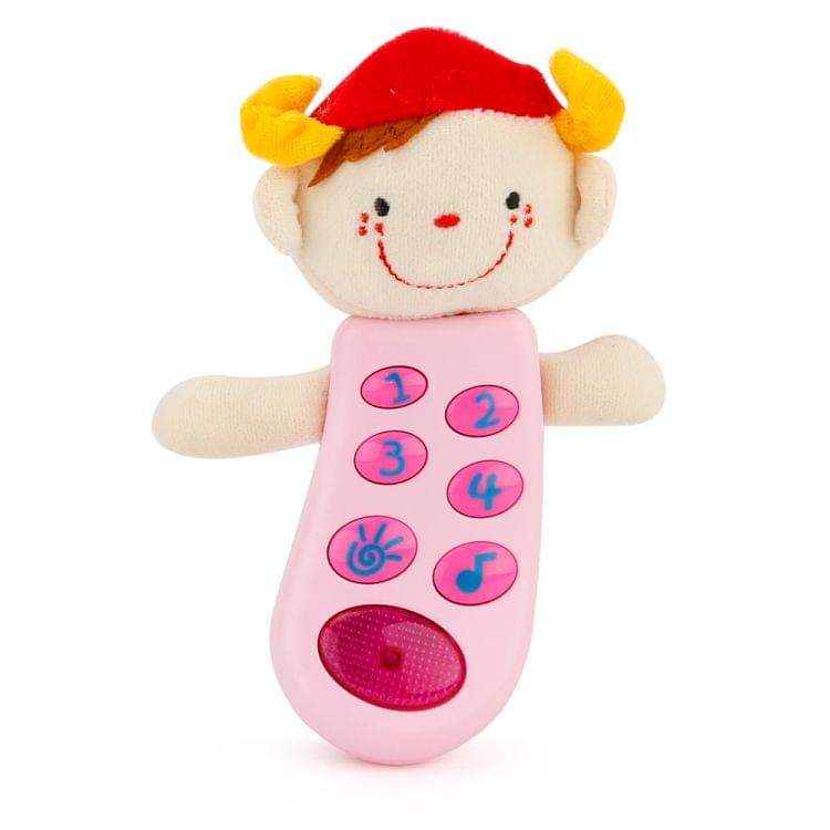 Brettbble Cartoon Baby Child Early Education Plush Doll Phone Music Toys with LED Light(Pink)