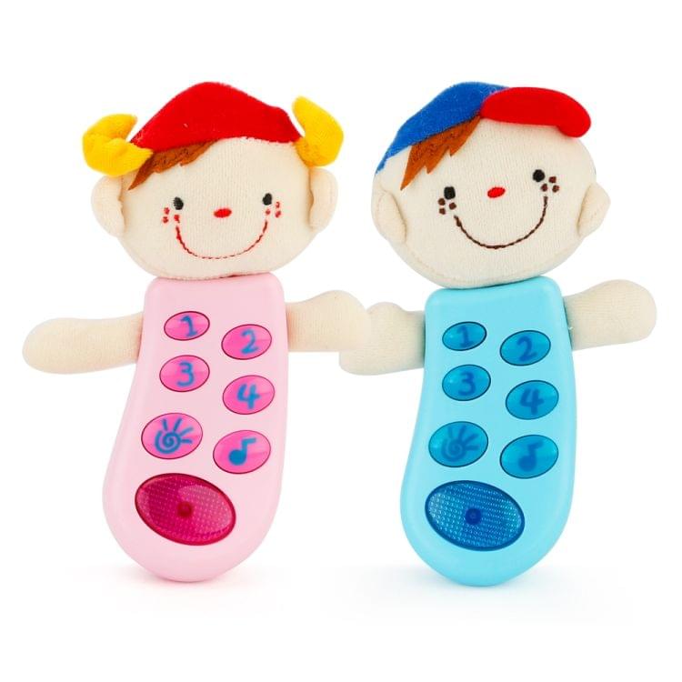 Brettbble Cartoon Baby Child Early Education Plush Doll Phone Music Toys with LED Light(Pink)