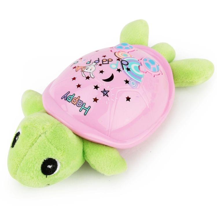 Brettbble Cartoon Baby Child Early Education Turtle Style Music Toys with LED Light Star Projection(Pink)
