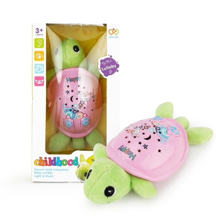 Brettbble Cartoon Baby Child Early Education Turtle Style Music Toys with LED Light Star Projection(Pink)