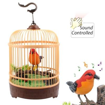 Sound Activated Chirm Wiggly Hanging Singing Heartful Bird Music Toy(Orange)