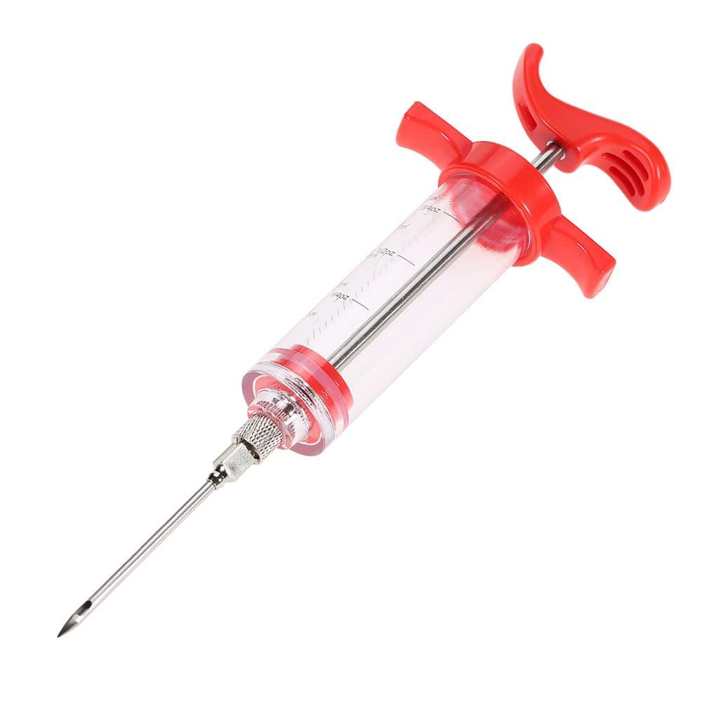 Premium 1oz Stainless Steel Barbecue Syringe Sauce Marinade Seasoning Injector Tool Turkey Syringe 30ml