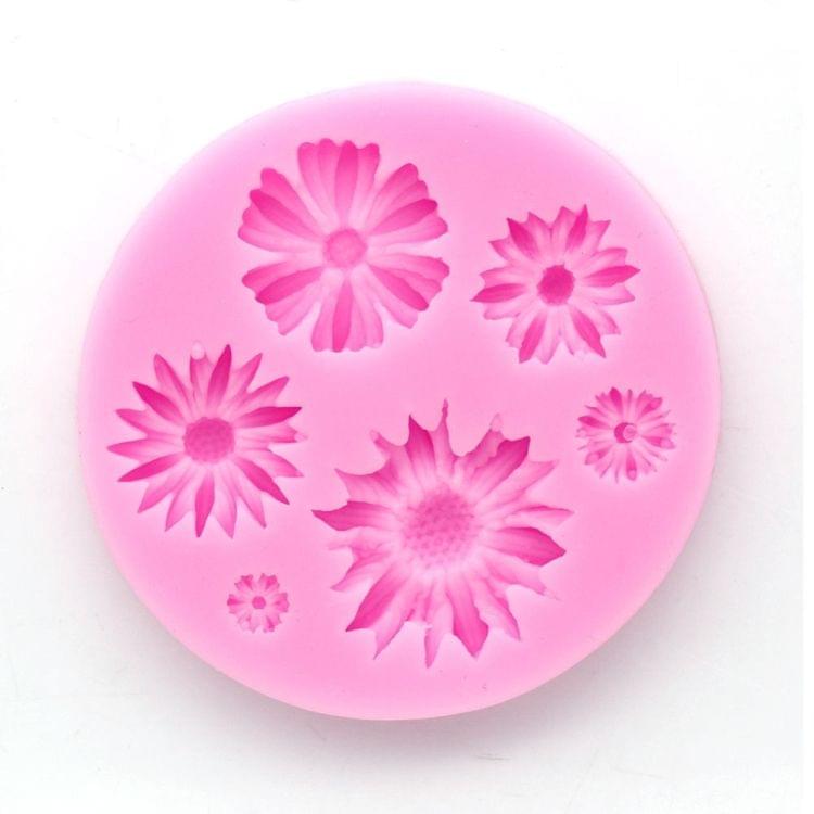 2 PCS 3D Flower Silicone Molds Fondant Craft Cake Candy Chocolate Ice Pastry Baking Tool(Pink)