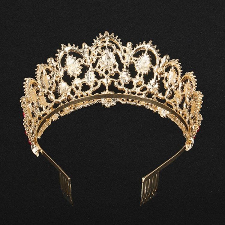 Crystal Tiaras Vintage Gold Rhinestone Pageant Crowns With Comb Baroque Wedding Hair Accessories