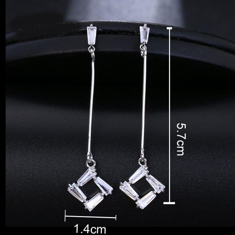 Women Temperament Long Square Crystal Tassel Earrings Wedding Jewelry