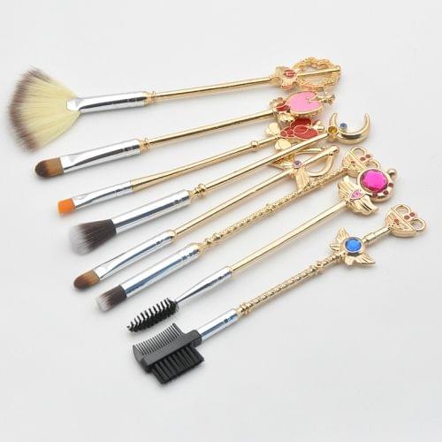 8 in 1 Sailor Moon Magic Wand Handle Multi-functional Makeup Brush (Silver)