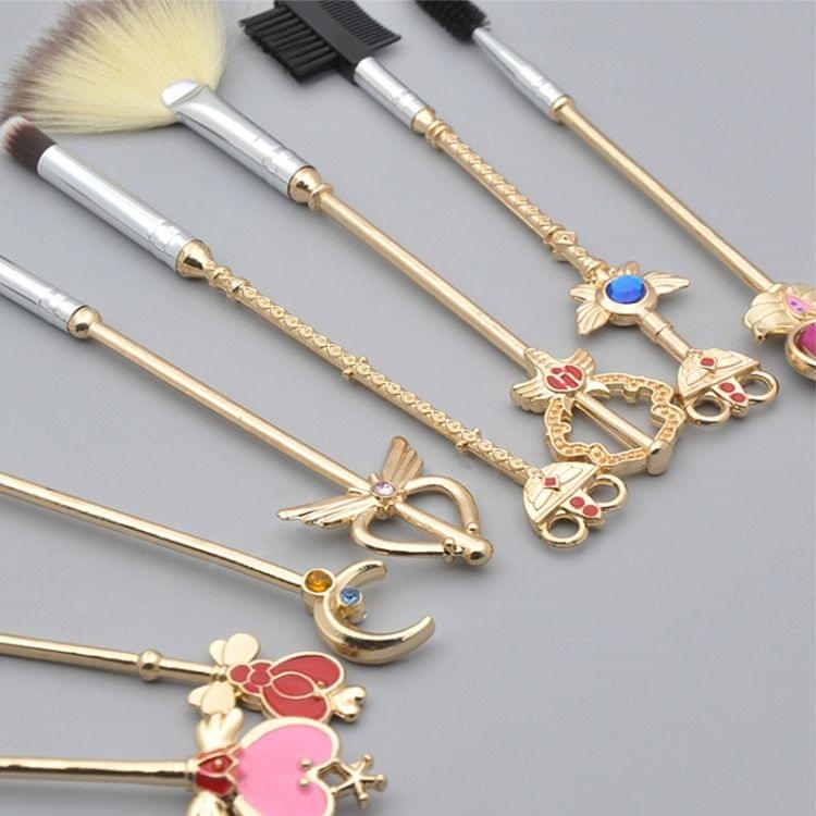 8 in 1 Sailor Moon Magic Wand Handle Multi-functional Makeup Brush (Silver)