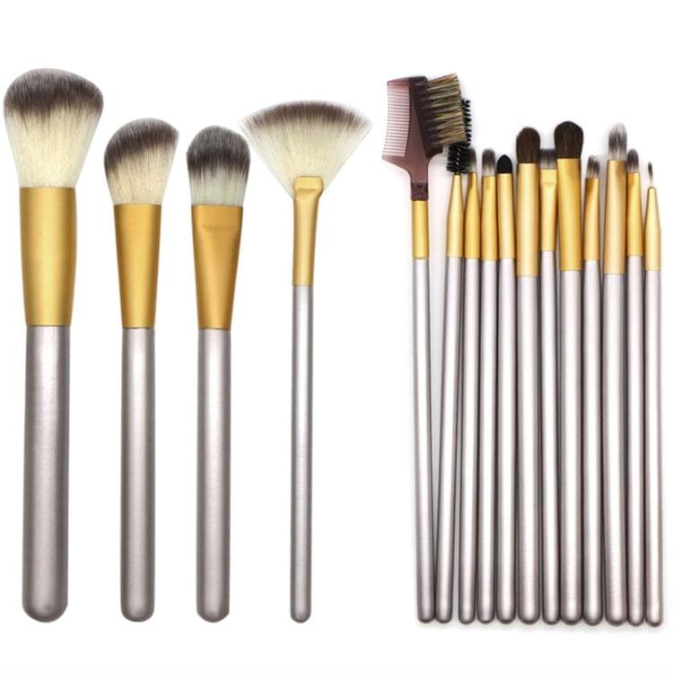 18 PCS High-grade Beige Beauty Makeup Brushes Tools Kit, Size: 25*46cm