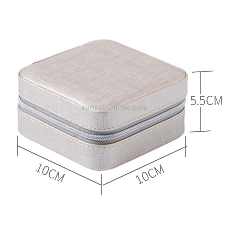 Macaron Small Jewelry Box Rings and Earrings Mirrored Travel Storage Case(Black)