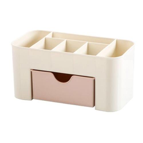 Home Desktop Storage Box Organizer for Cosmetics Jewelry Necklace Nail Polish Earring(Pink )