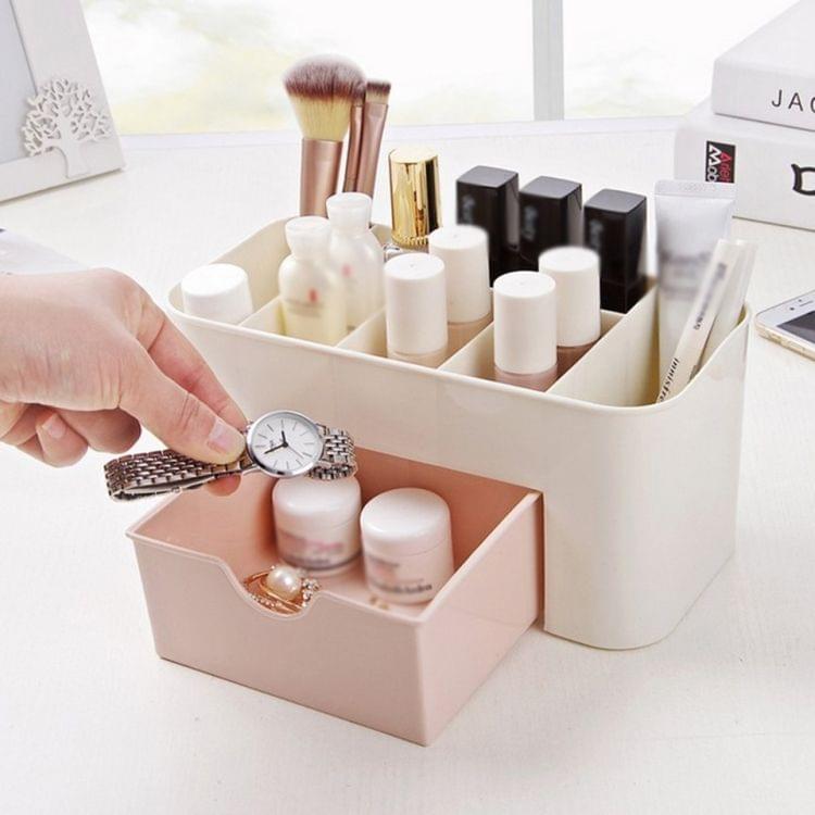 Home Desktop Storage Box Organizer for Cosmetics Jewelry Necklace Nail Polish Earring(Pink )