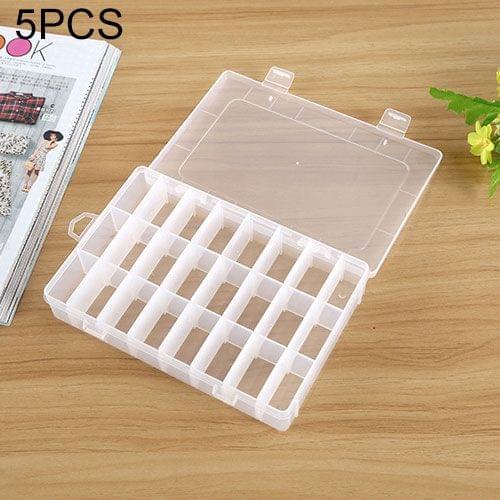 5 PCS Plastic Removable Grid 24 Slots Box Organizer Storage Container for Jewelry Earring