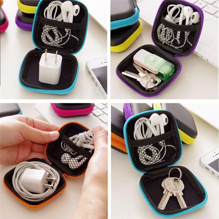 3 PCS Earphone Wire Organizer Box Data Cable Cables Storage Box Case Container Coin Headphone Protective Box Case Container(Blue)