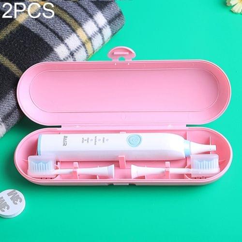 2 PCS Portable Universal Electric Toothbrush Toothpaste Travel Carry Heart Buckle Storage Box for Philips / Braun / Panasonic (Pink)