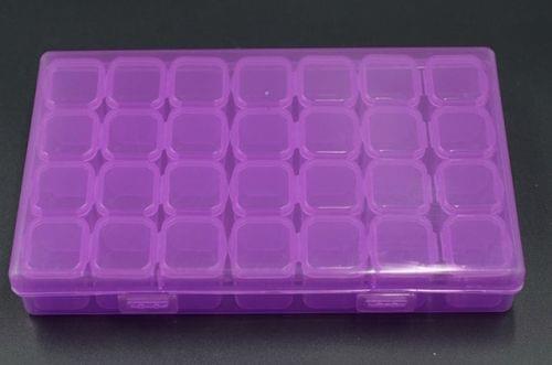 28 Slots Manicure Tool Storage Box Dustproof Independent Compartment Mini Drill Box Jewelry Box PP Pill Box(Purple)