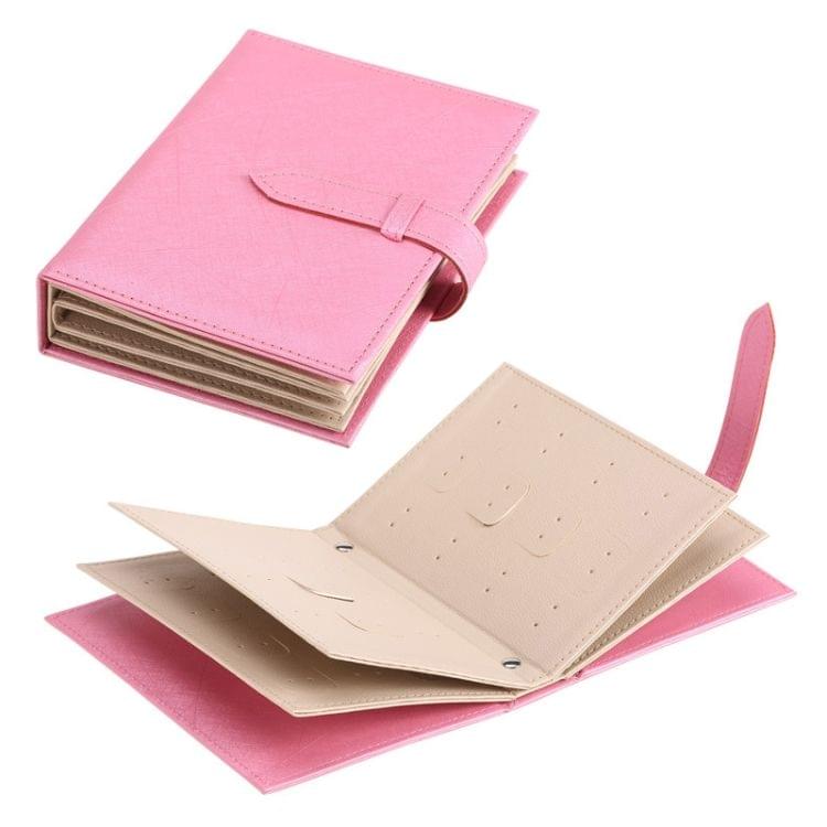 Portable PU Leather Storage Box Necklace Jewelry Display Box Organizer(Pink)
