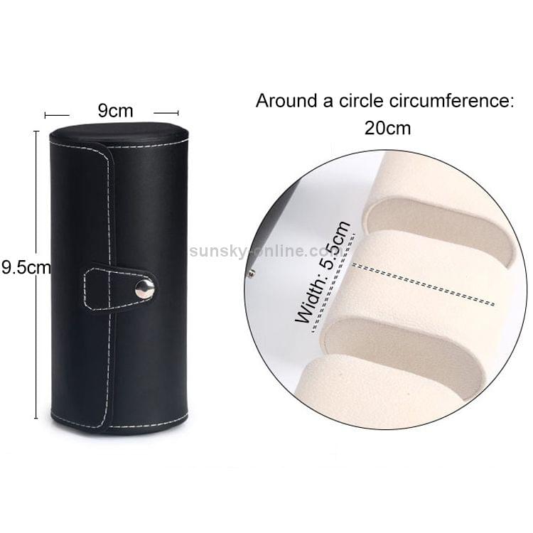 Portable Travel Watch Cylinder Protective Box Storage Bag (Brown)