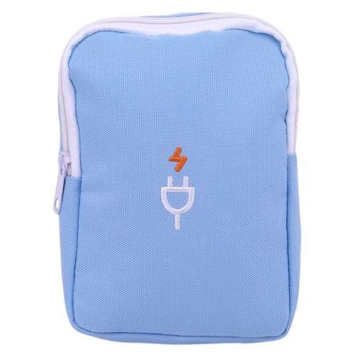 2 PCS Digital Bag Data Lines Power Bank Package Portable Multi-function Travel Storage Bag(Lake blue)