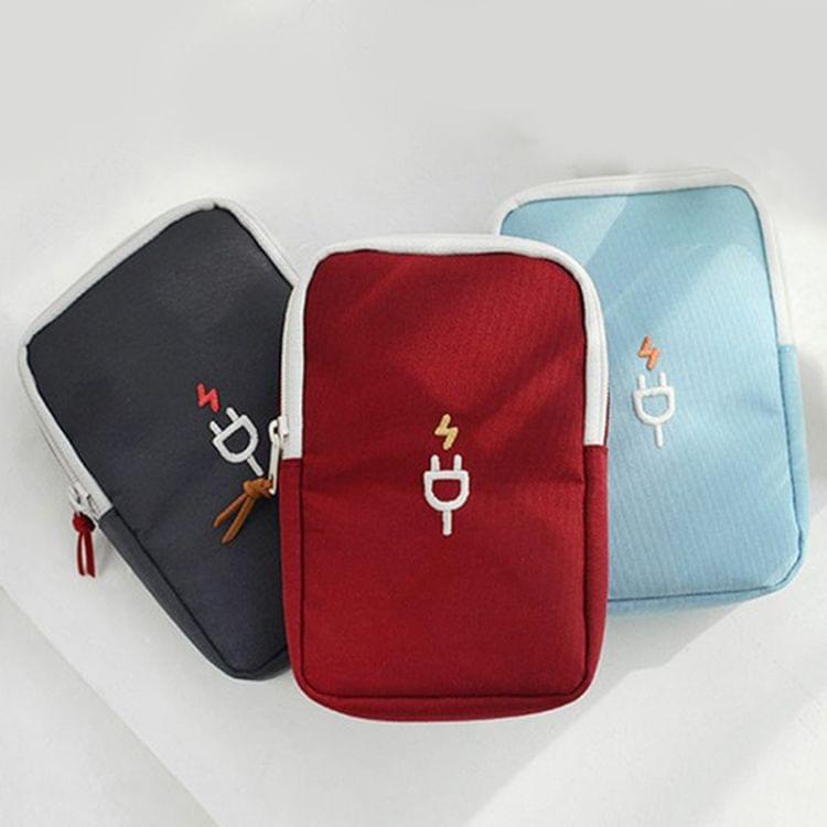 2 PCS Digital Bag Data Lines Power Bank Package Portable Multi-function Travel Storage Bag(Lake blue)