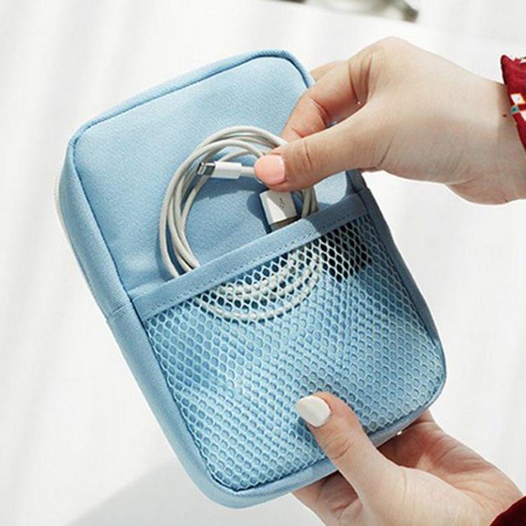 2 PCS Digital Bag Data Lines Power Bank Package Portable Multi-function Travel Storage Bag(Lake blue)