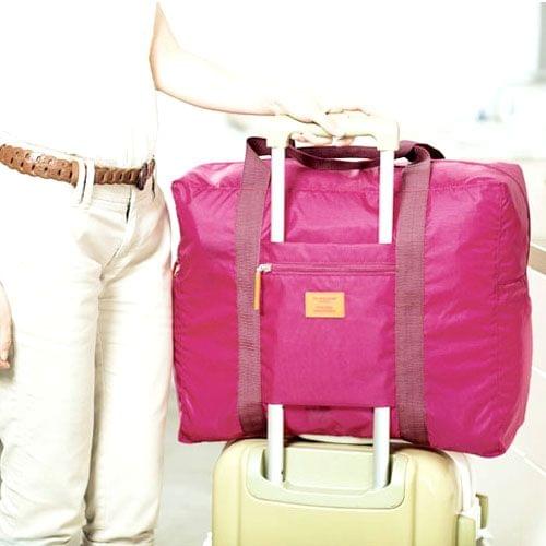 Embellish Multi-functional Portable Waterproof  Large Capacity Nylon Foldable Pouch Storage Bag for Travel, Size: 44cm x 35cm x 19cm(Magenta)