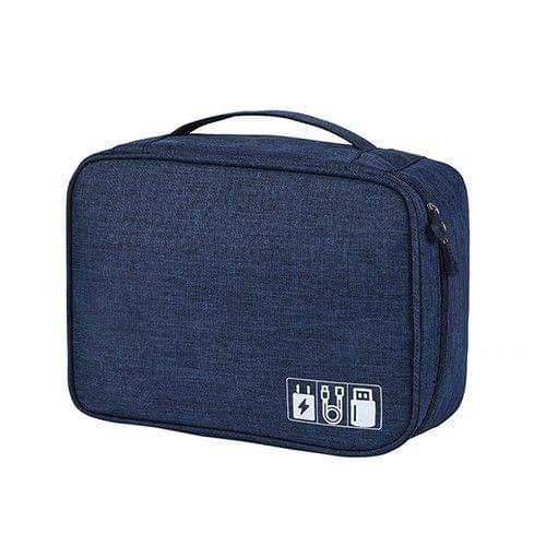 Digital Cable Bag Men Portable Travel Gadgets Pouch Power Cord Charger Headset Organizer(Navy)