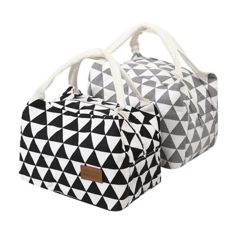 Cotton Linen Fashion Insulation Waterproof Portable Lunch Bag Insulation Bag Insulation Package(Colored triangle)